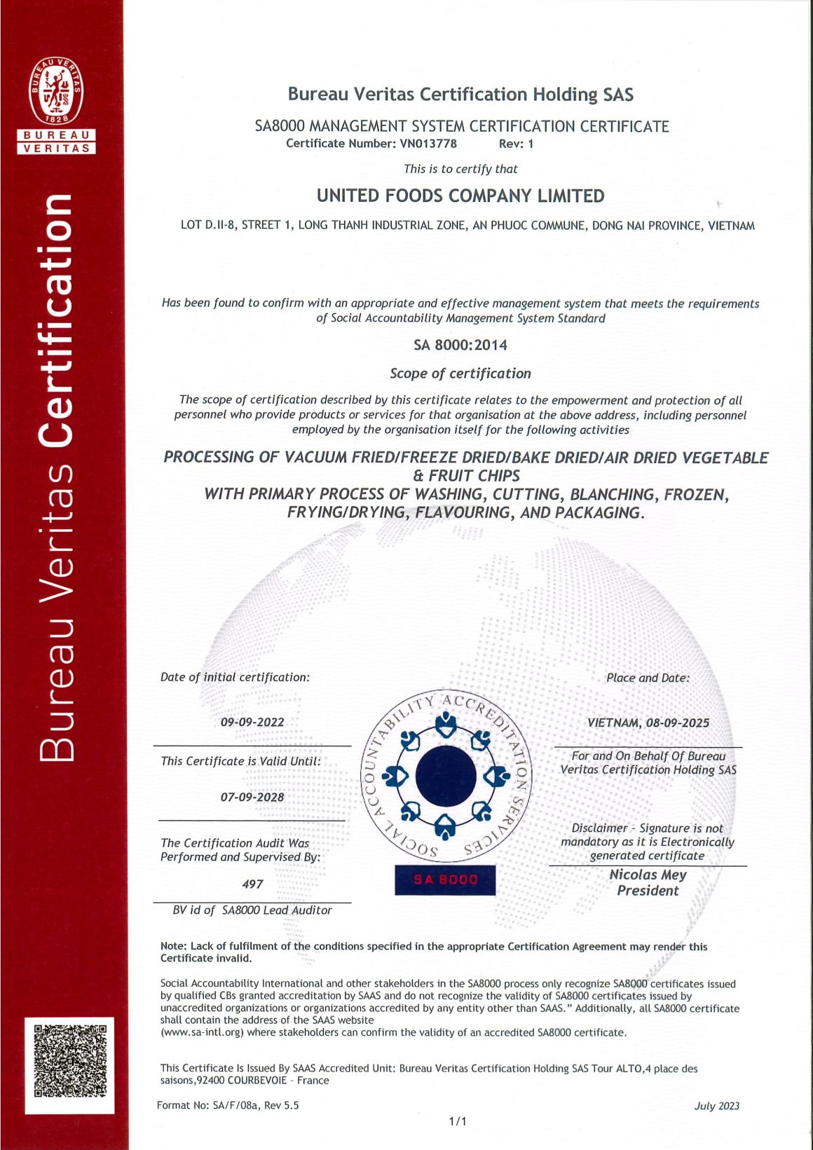 SA8000 Certification